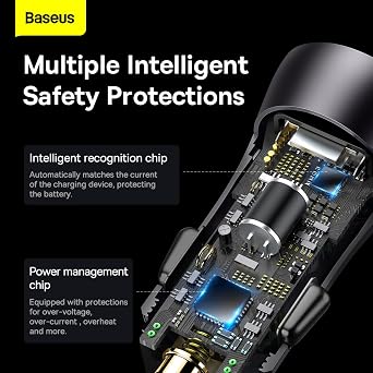 Baseus Golden Contactor Max Series 60W Araç Şarjı Koyu Gri