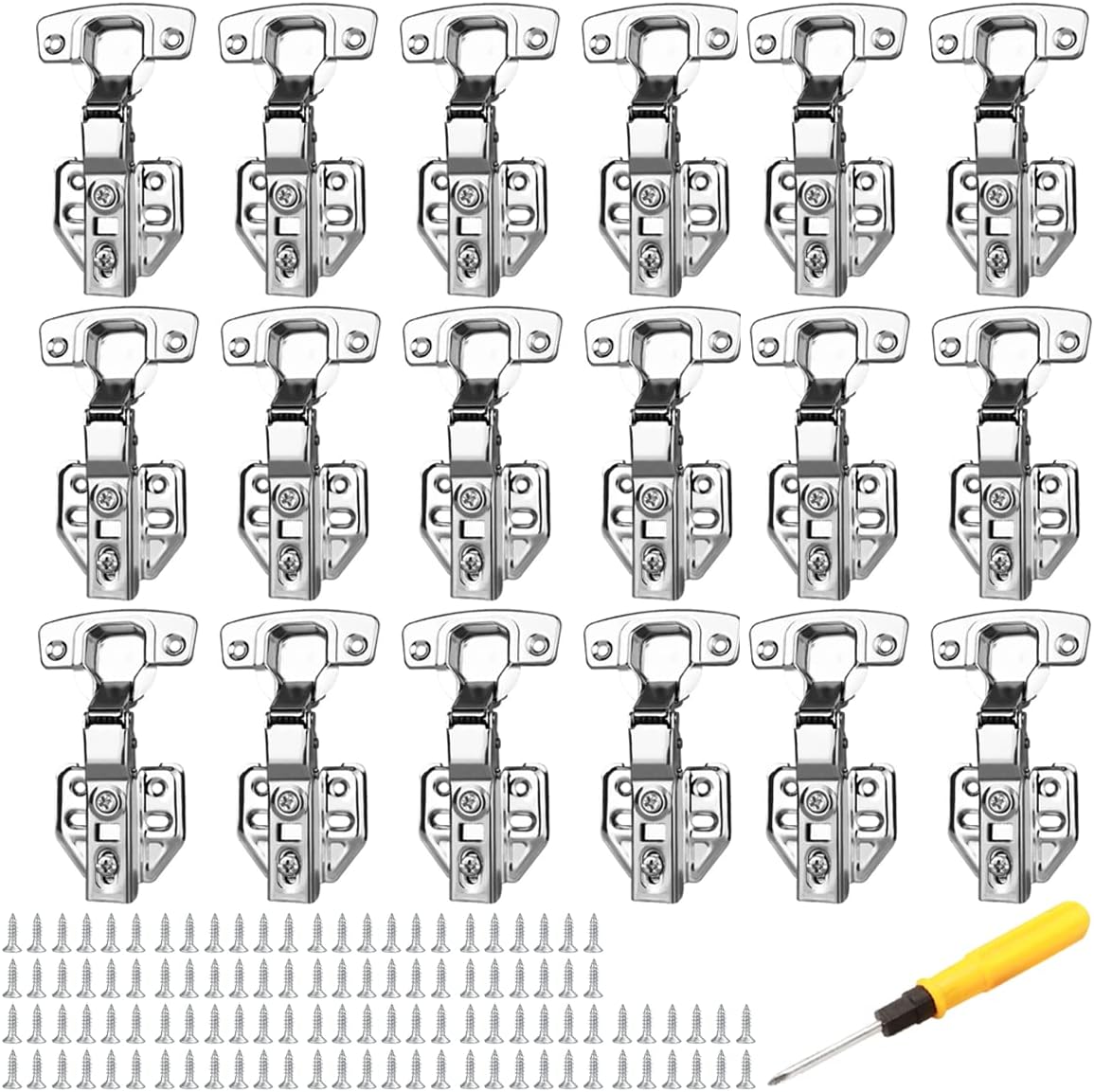Kitchen Cupboard Hinges 18 PCS 110 Degree Soft Close Hinges Full Overlay Kitchen Door Hinge Stainless Steel Kitchen Cupboard Hinges Soft Close Hinges for Kitchen Cupboards with Screws Screwdriver