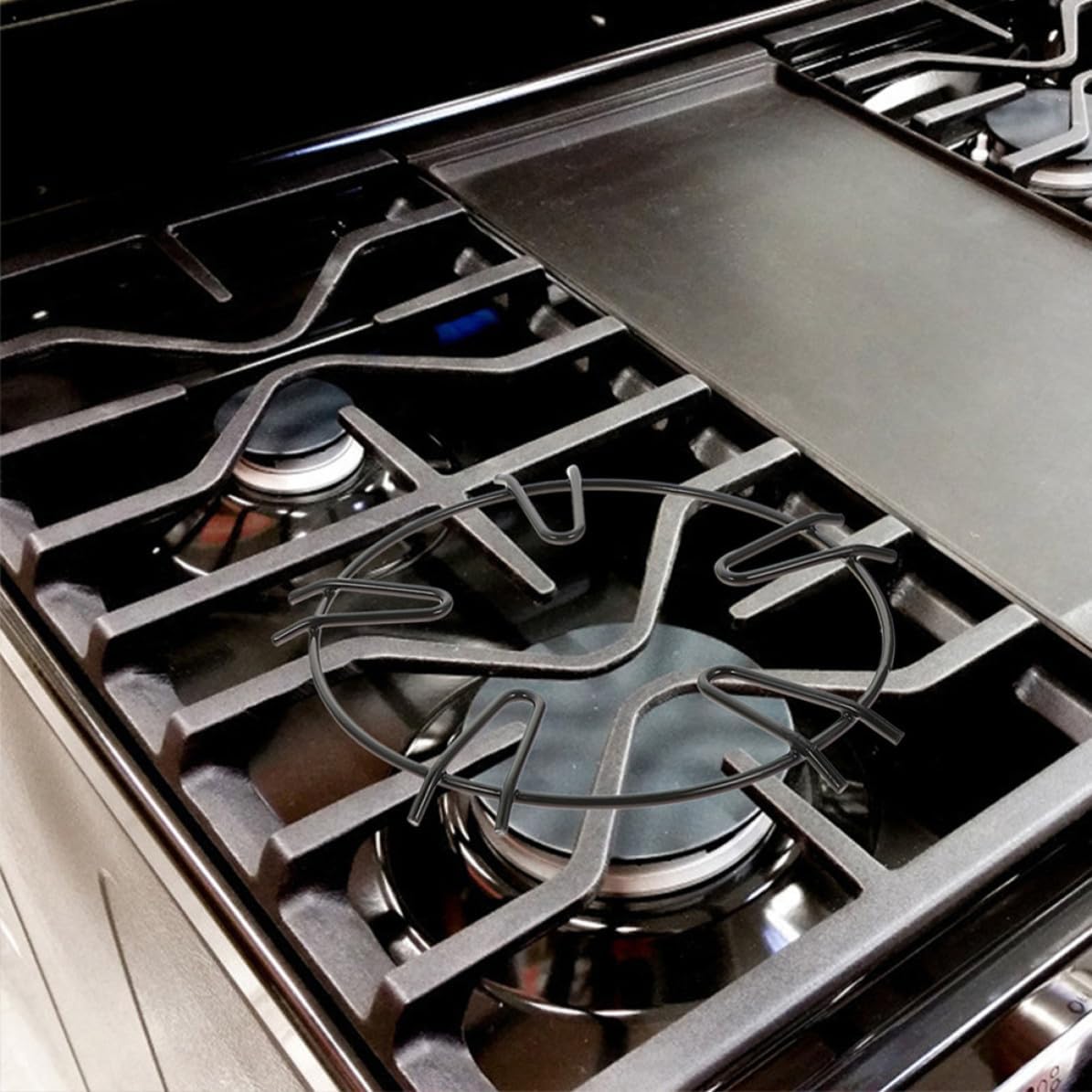 Cast Iron Stove Ring Milk Pot Holder for Gas Stove, Black