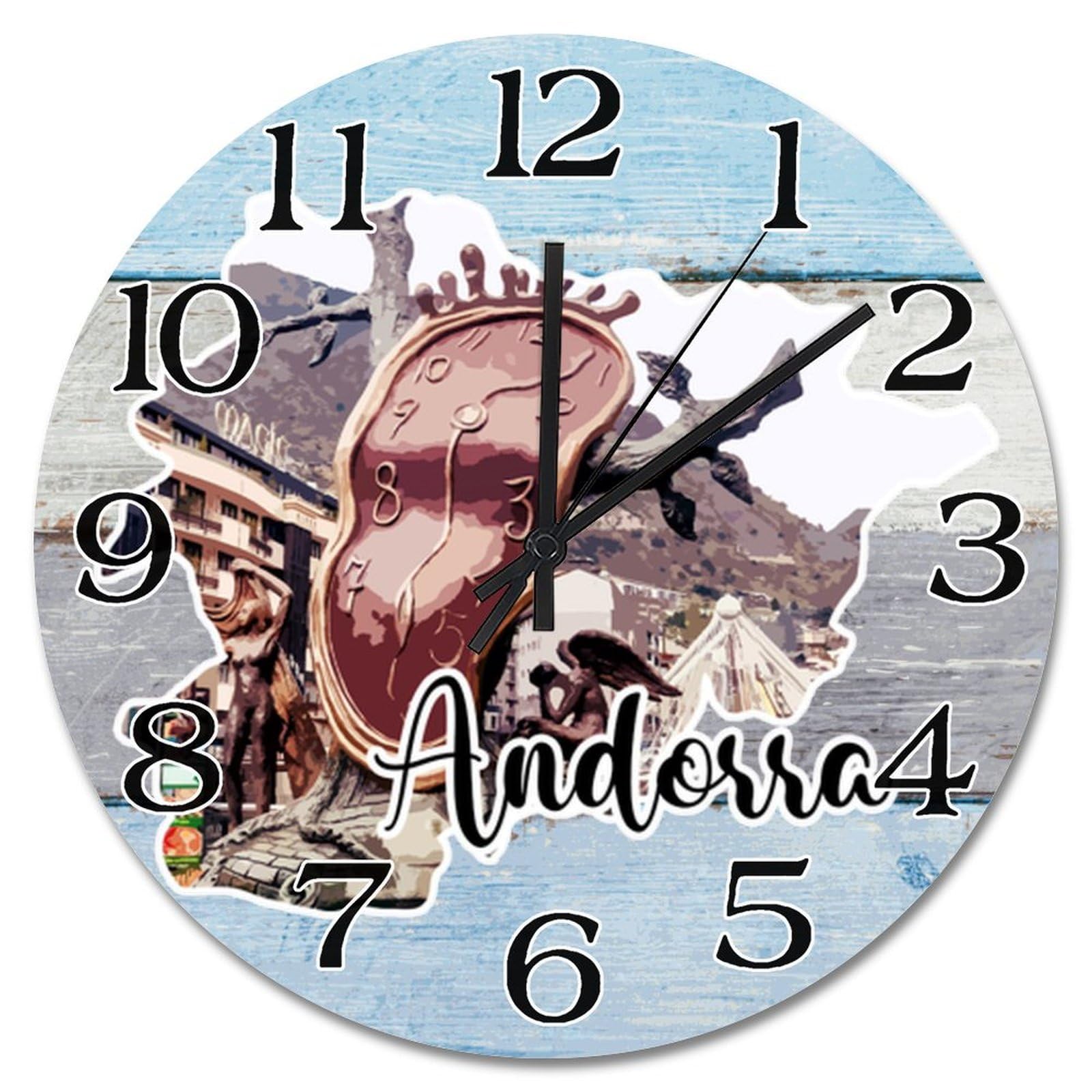 Horloge murale silencieuse Andorre pour salon au style ferme rustique