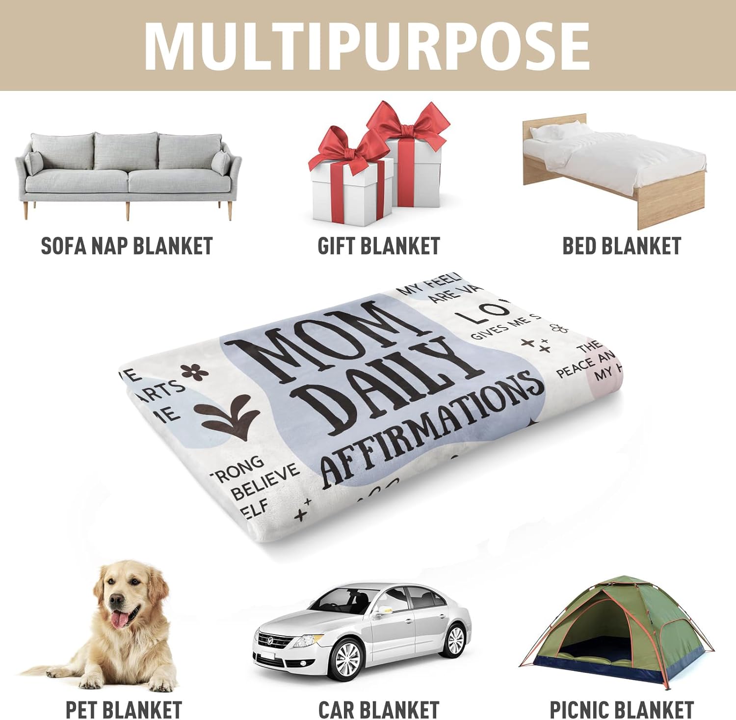 BaubleDazz New Mom Gifts Blanket, Mama Daily Affirmations, Postpartum Pregnancy Gift for First Time Moms, Mommy to Be, Mama, New Mom Essentials, First Mothers Day Birthday Gifts for Moms(80" x 60") - Image 4
