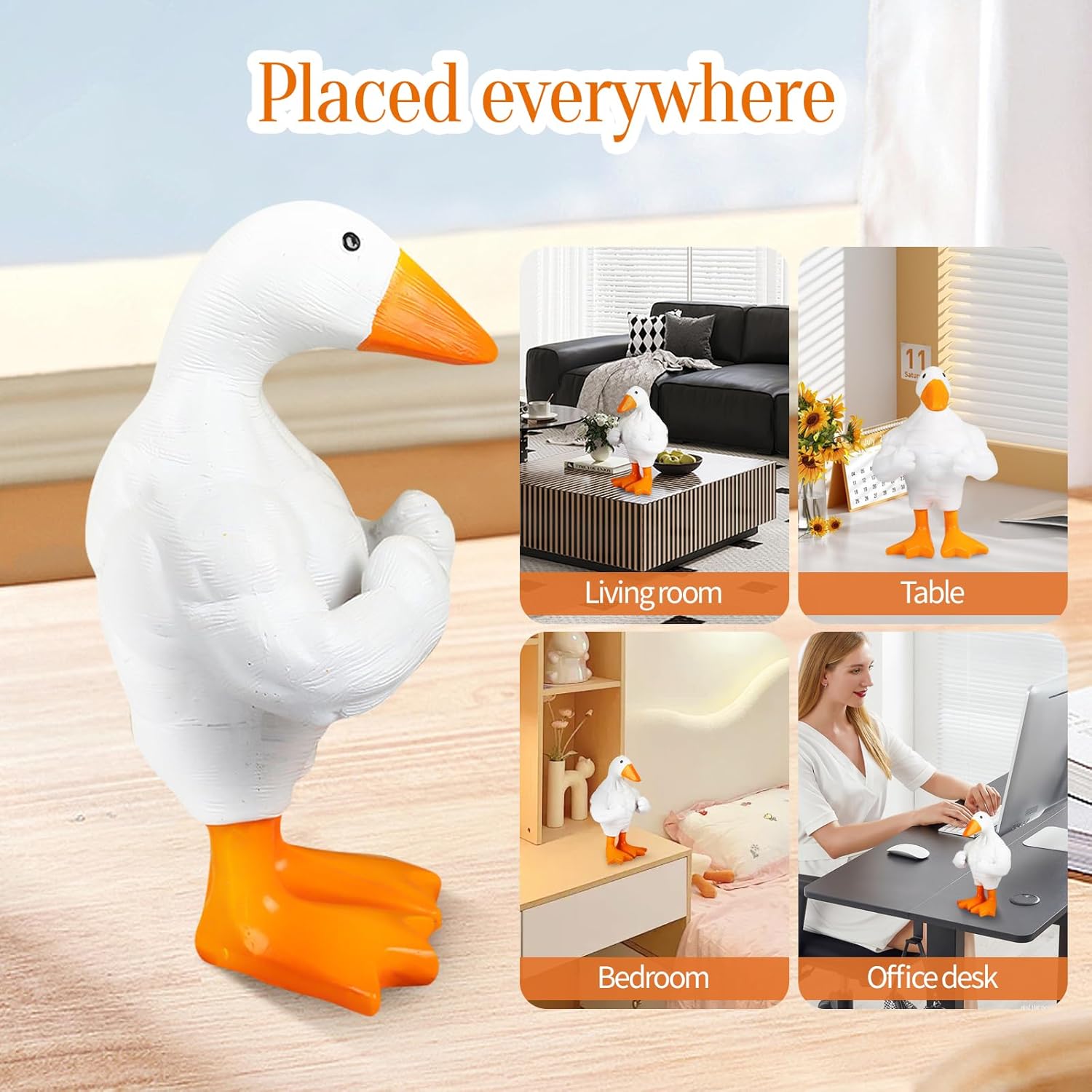 Goose Duck Key Hooks, Magnetic Key Holder, Funny Muscular Goose Duck Sculptures for Home Office Desktop Decor