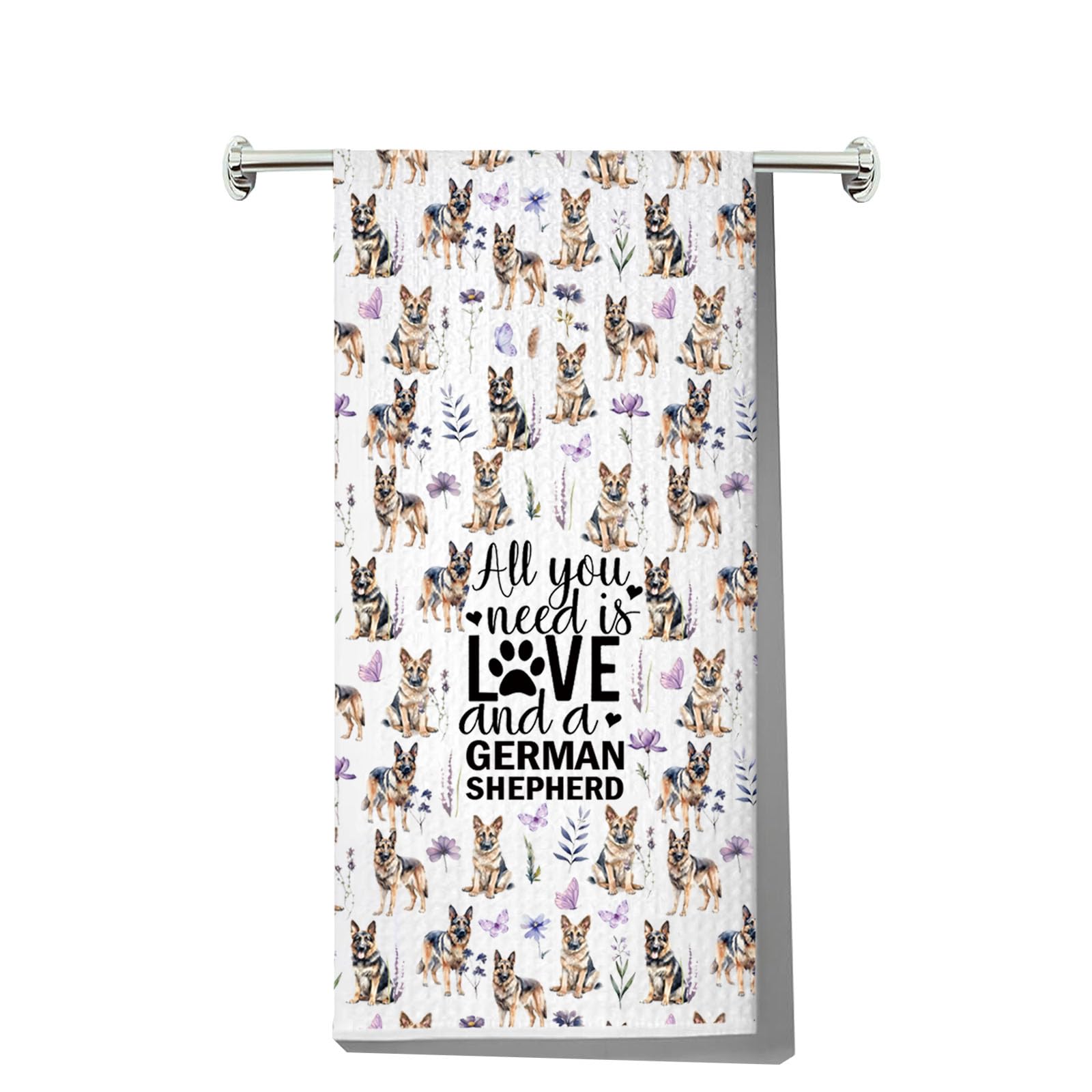 Serviette de cuisine berger allemand pour effacer les traces de vaisselle