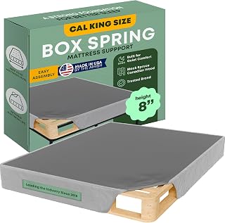 Greaton, 8” California King Box Spring for California King Bed – Amish-Made in the USA – Solid Wood Box Spring Mattress Foundation with Stable & Quiet Support – Flat-Packed & Easy Assembly – Grey