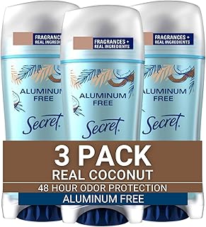 Secret Aluminum Free Deodorant for Women, Coconut Scent, Invisible Solid, 2.4 Oz (Pack of 3)