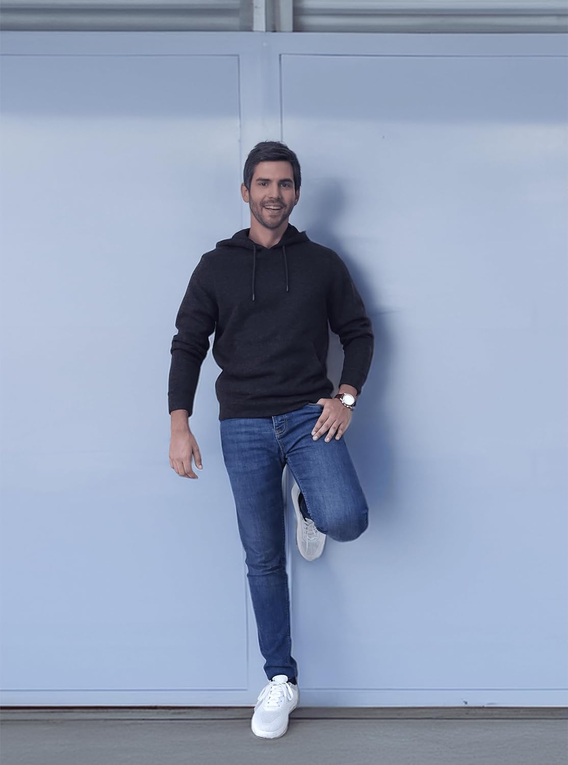 Holiday Hoodie Men's Textured Fleece Hoodie Comfy Casual Soft Warm Outdoor Winter Sweatshirt Kangaroo Pockets