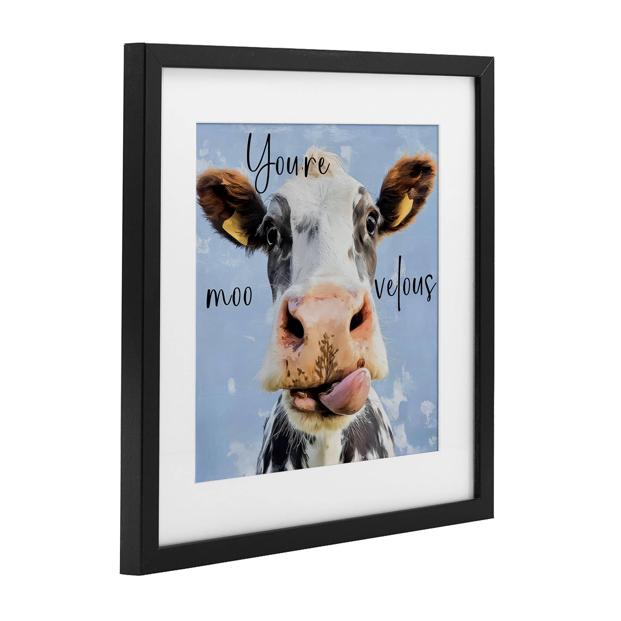Moo-velous Cow Nursery Humor, 13 x 13 pulgadas, impresión enmarcada debajo