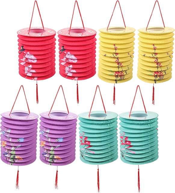 Warmhm Japanese Chinese Paper Lanterns: 8pcs Hanging Lantern For Wedding Baby Shower Birthday Party Supplies