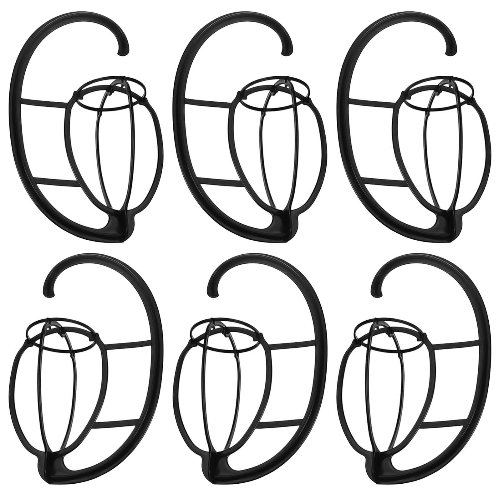 Alipis Soporte para Pelucas de Plástico Negro, 6 Piezas, Ajustable