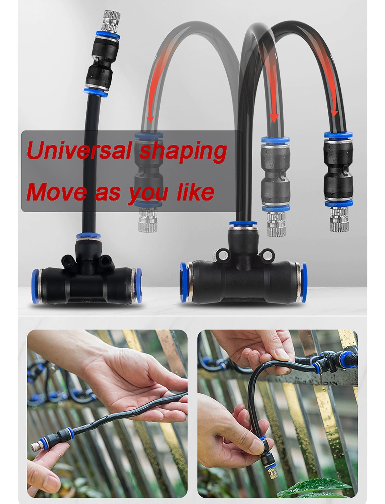 Kit di irrigazione a goccia, irrigazione automatica da giardino pieghevole a 360°, irrigazione a goccia automatica, ugello flessibile regolabile, spruzzatore in rame for prato, serra, giardino(10meter