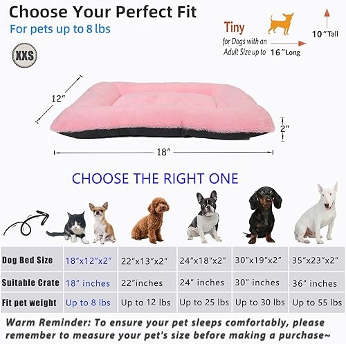 Miniatura 4 de Cama para perros lavable para perros XXS, de lujo, de piel sintética, esponjosa, cómoda, antideslizante, tapete para dormir para mascotas, colchón