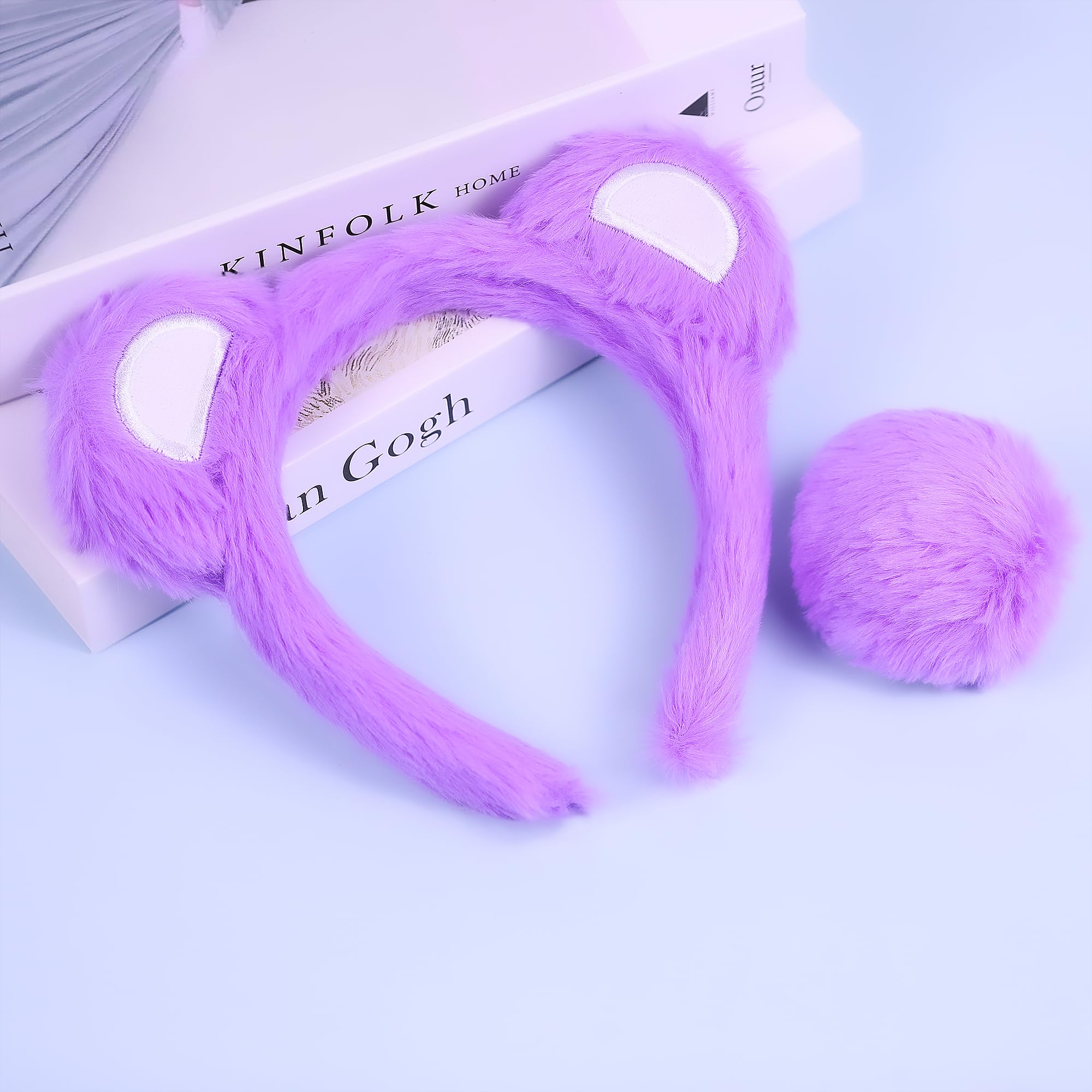MUKOSEL Bear Ears Headband and Tail Set, Bear Costume Animal Ears Costume for Adult Women Men Halloween Party Headwear - Image 2