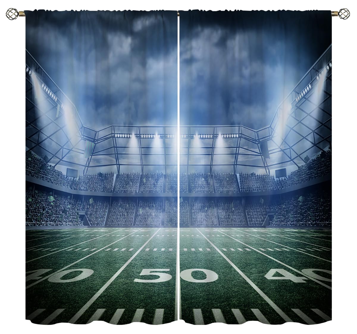 Wusihorld Football Blackout Curtains for Home Decor,American Football satdium Rod Pocket Rod Pocket Thermal Insulated Drapes Darkening Window Curtain
