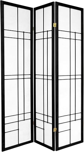 Oriental Furniture - Pantalla Eudes Shoji de 6 pies de alto, color negro, 3 paneles
