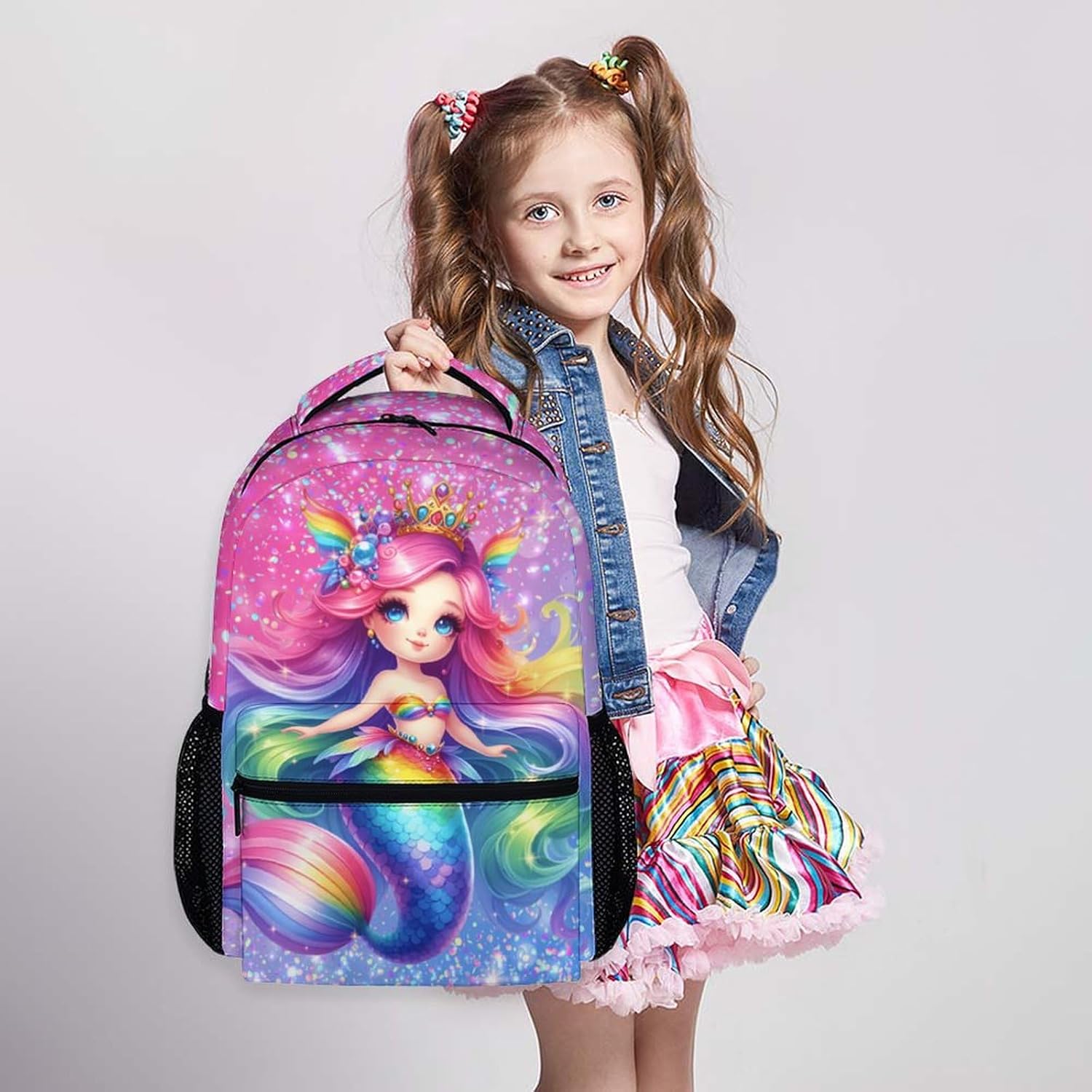 Backpacks for Girls, Mermaid School Backpack for Kids 6-8, Back to School Supplies, 17'' Large Capacity Lightweight Animals Bookbag Gifts for Kindergarten Preschool Elementary - Image 5
