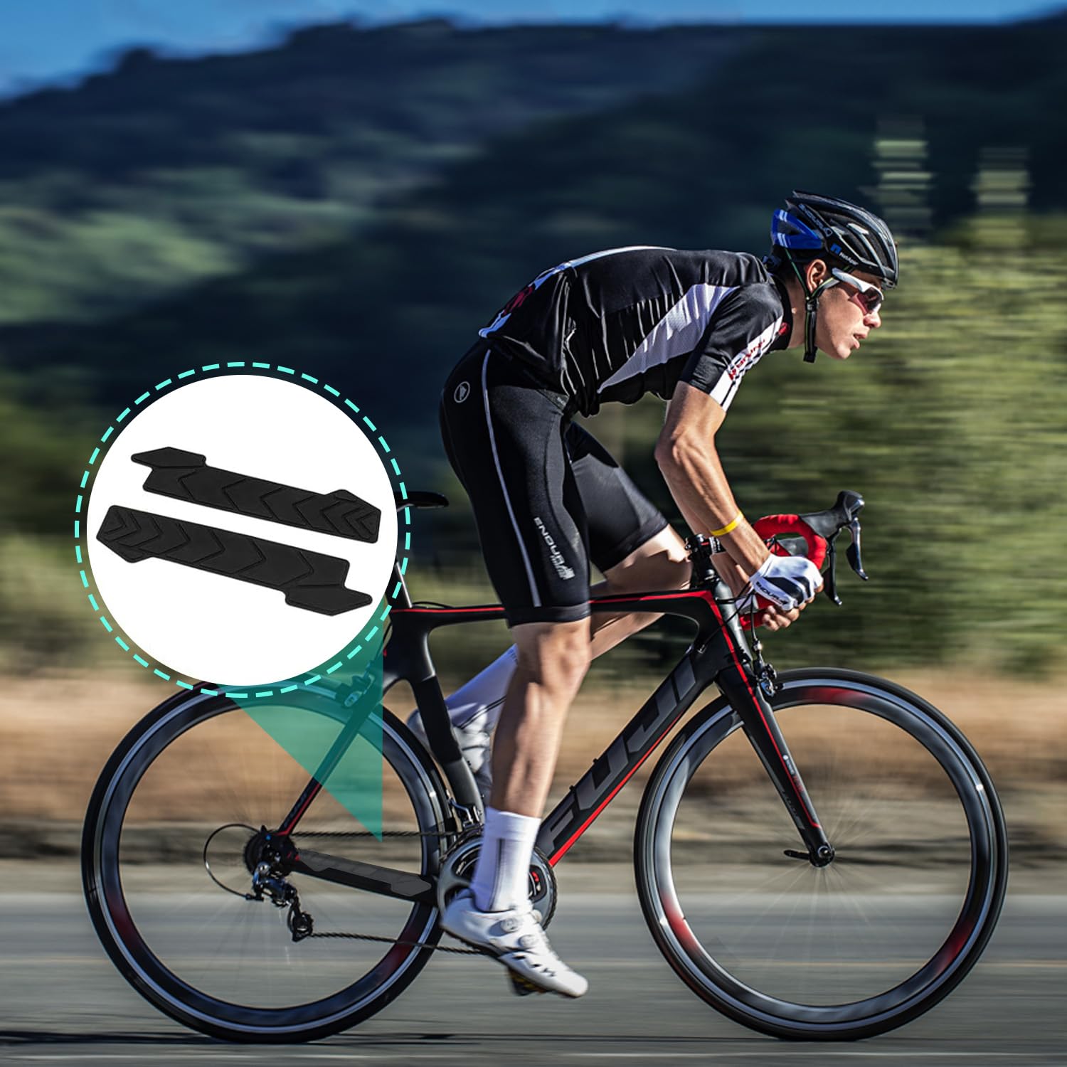 mellystore Fahrrad Kettenstrebenschutz 2 Stück Kettenstrebenschutz MTB, Silikon Kettenstreben-Rahmenschutz, Kettenstrebenschutz Rennrad für Alle Fahrradtypen BMX Rennräder Mountainbikes Sport & Freizeit