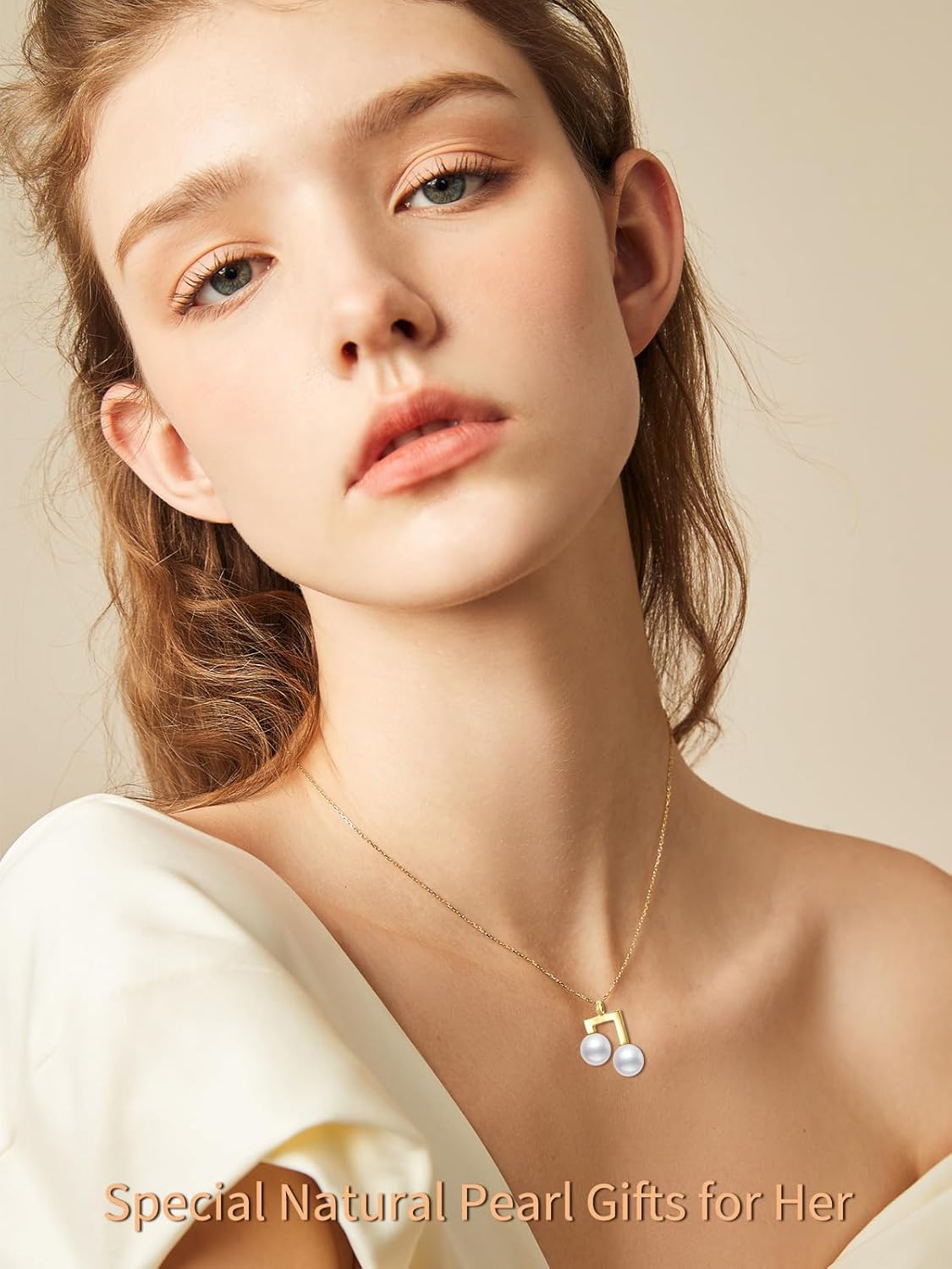 14K Solid Gold Pearl Necklace for Women, Real Gold Pearl Necklace Freshwater Cultured Pearls Pendant Jewelry Valentine's Mothers Anniversary Birthday Gifts for Mom Grandma Girlfriend Mom - Image 3