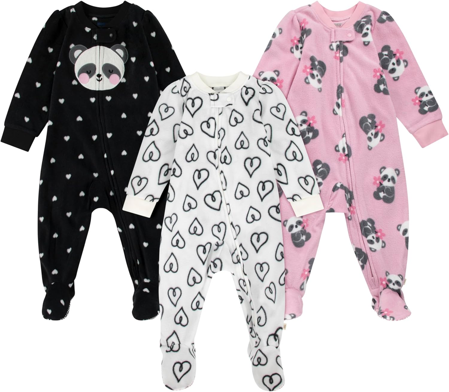 HUGGIES unisex-baby 3-pack Footed Fleece Coverall Pajamas
