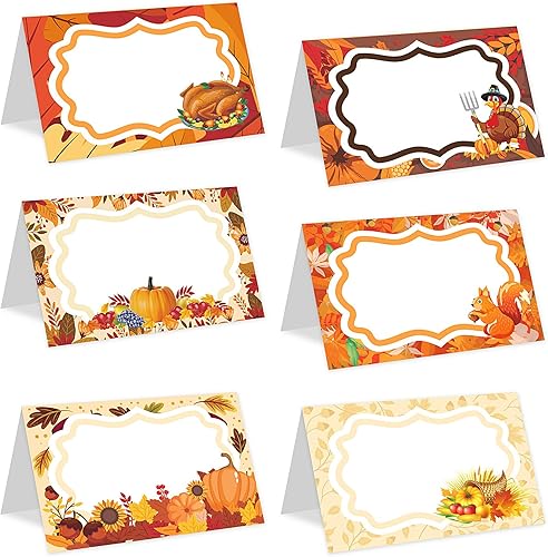 Miniatura 7 de HABDJILTY 120 tarjetas de mesa de Acción de Gracias, tarjetas de felicitación de Acción de Gracias, tarjetas de lugar con nombre de mesa para cena