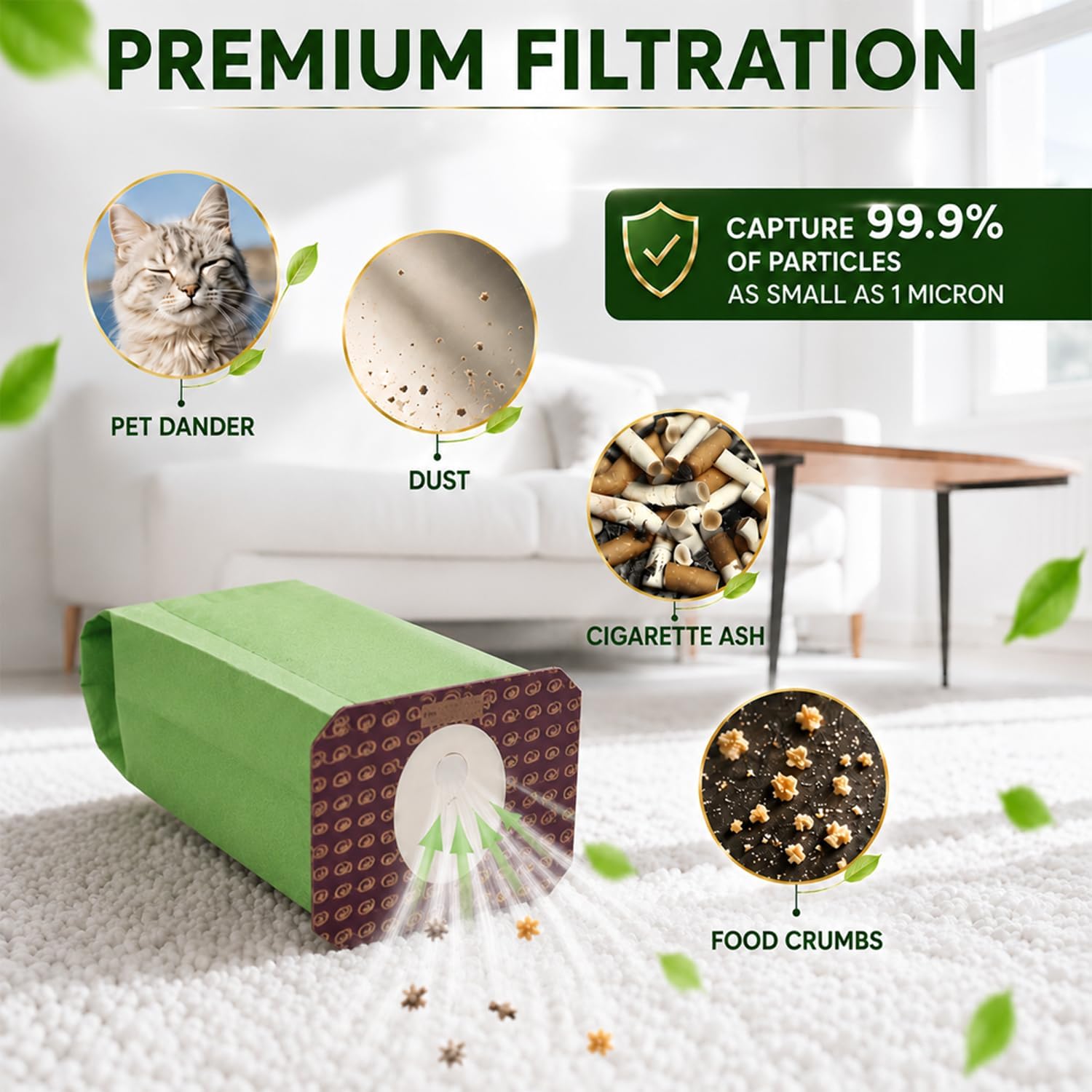 30 Pack 103483 Micro Filter Vacuum Bags Compatible with ProTeam 3.25 Quart Upright Vacuum, 3.25 Quart Vacuum Bags w/ 2-Ply High-Efficiency Filter for ProForce 1200XP 1500XP Replace Part #103483