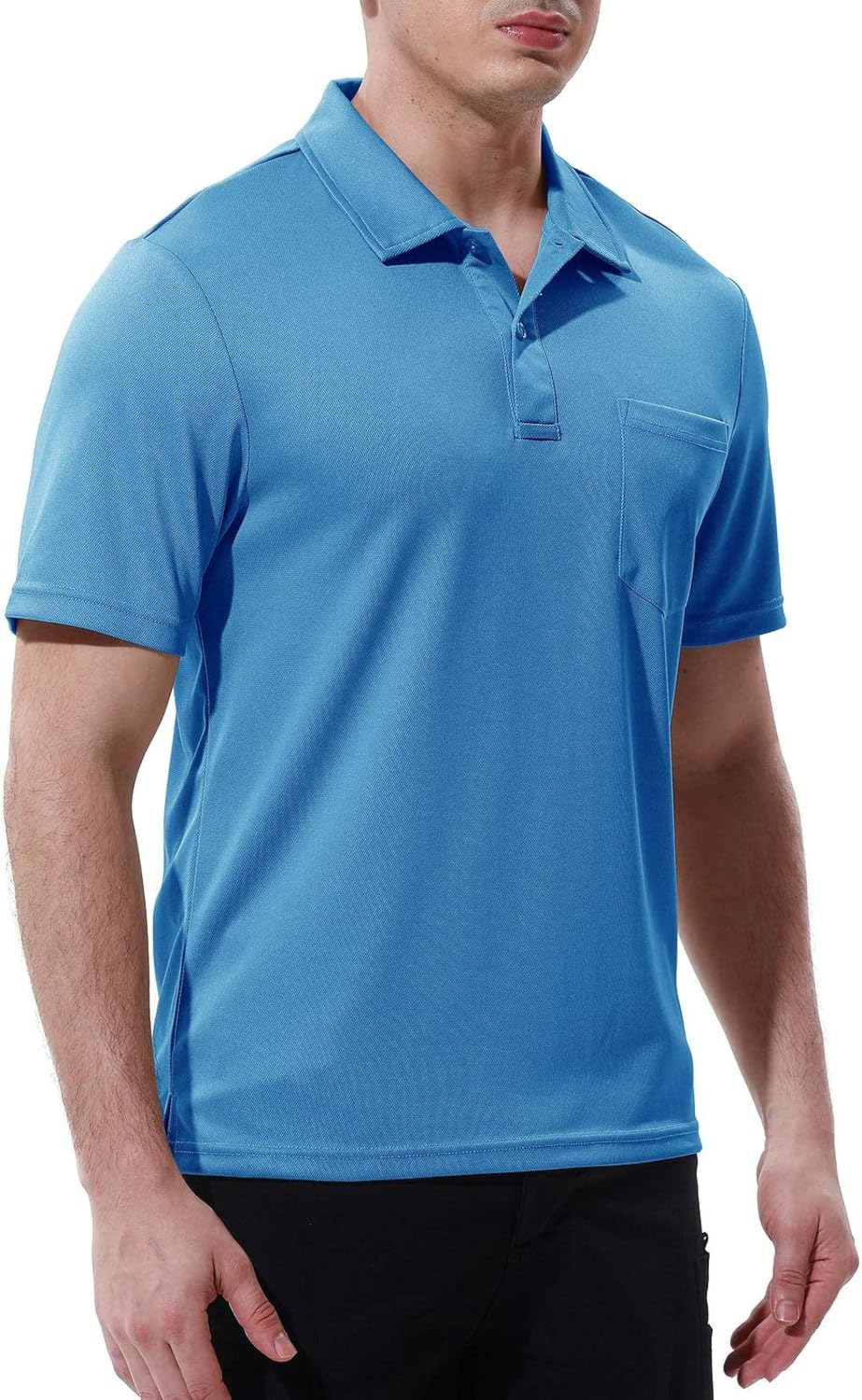 Miniatura 3 de Rdruko Camisas polo de manga corta para hombre de secado rápido para deportes de golf al aire libre con bolsillo