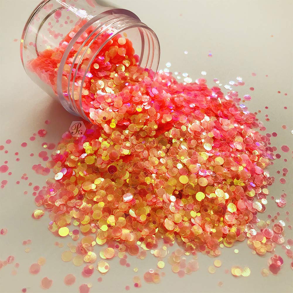 PrettyG 10 Colors Set Iridescent Glitter Series 1mm 2mm 3mm Dot Circles Mixes Opal Sequins Nail Glitter Paillettes Eo-Friendly PET Sequin Nails Art Manicure Material YF-10C