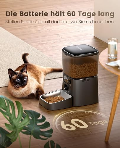 oneisall 3.5L Distributeur Croquettes Chat Automatique WiFi 2,4 GHz, Noir - 6
