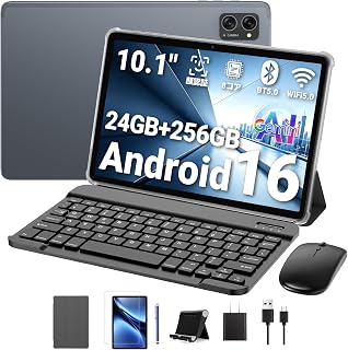 【業界一のコスパ Android16 タブレットPC】TABWEE T20 タブレット 10インチ wifiモデル キーボード付 24GB+256GB+2TB TF拡張 Widevine L1対応 PCモード 画面分割 word対応 Excel対応 8MP/5MPカメラ 顔認識 マウス/タッチペン/保護ケース/フィルム (24GB+256GB, android16, 10インチ)