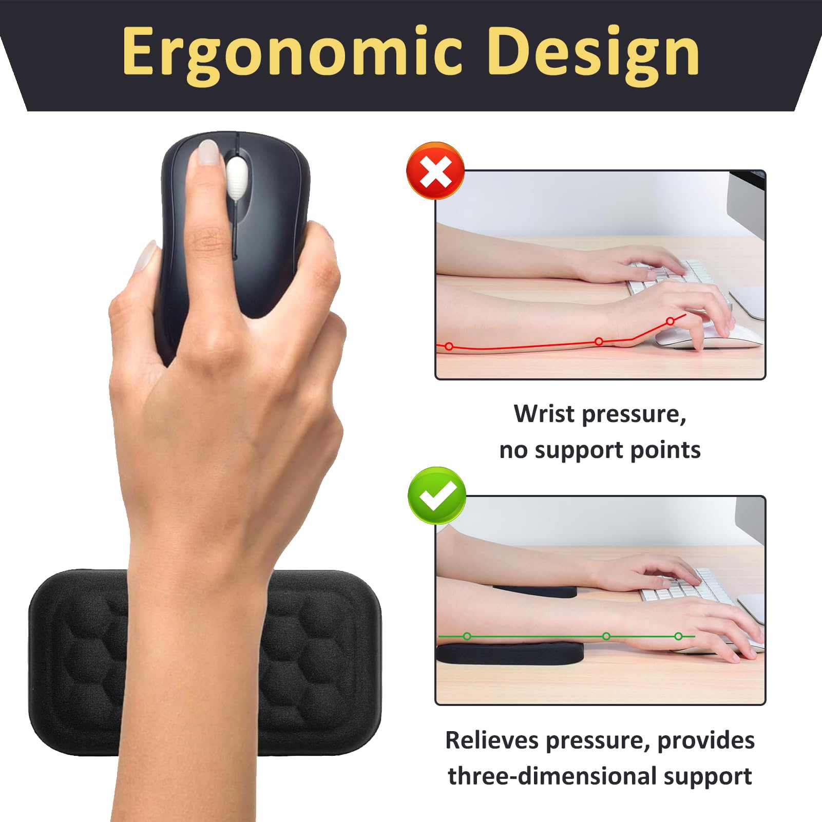 Cuscino Poggiapolsi In Memory Foam Per Mouse - Ergonomico, Antiscivolo, Per Ufficio E Casa - Foto 12