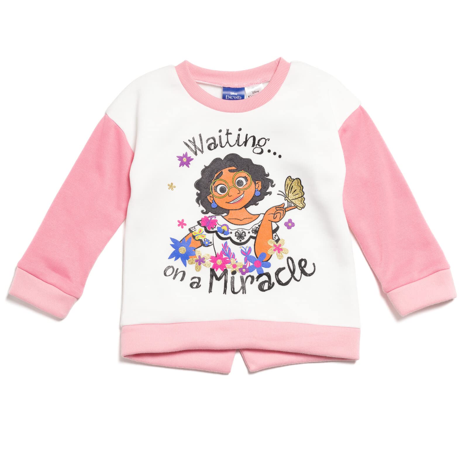Disney Encanto Mirabel dziewczęca polarowa bluza z kapturem i spodnie różowy/biały 3T, Różowy / biały, 4 lat