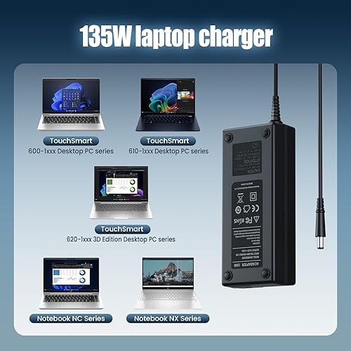 Miniatura 5 de VUOHOEG Cargador para portátil de 135 W compatible con HP 391174-001 384023 481420-001 DC7800 DC7900 Compaq Elite 8000 8200 8300 con tamaño de