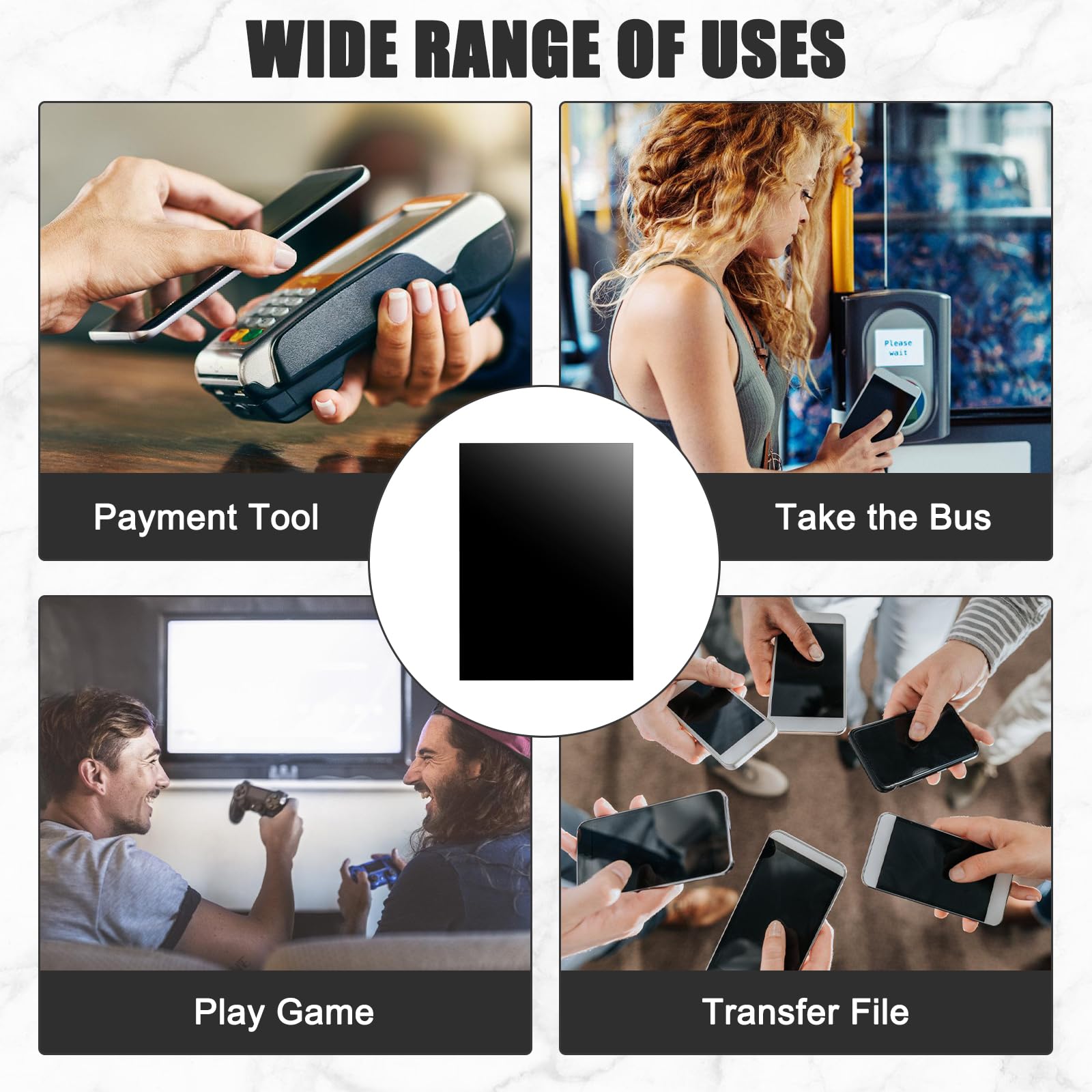 50 schede NFC NTAG215 riscrivibili 504 byte PVC nero
