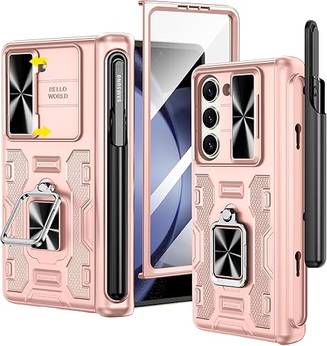 Miniatura 1 de VEGO Funda para Samsung Galaxy Z Fold 5 con soporte, soporte magnético con anillo, soporte para bolígrafo S, protección de bisagra, cubierta de