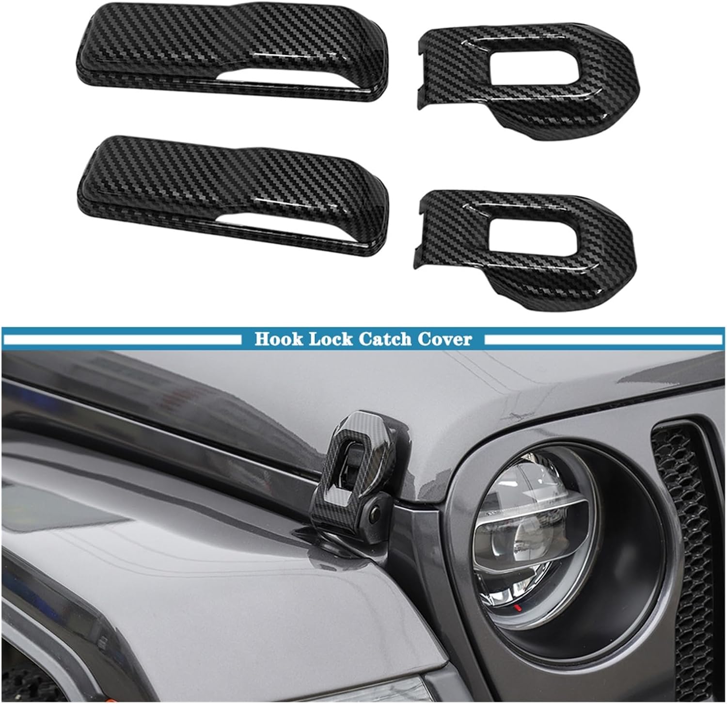 Hood Lock Catch Latches Decoration Cover Trim Compatible with Jeep Wrangler JL Gladiator JT 2018 2019 2020 2021 2022 2023 Car Accessory ABS(Color:Red)