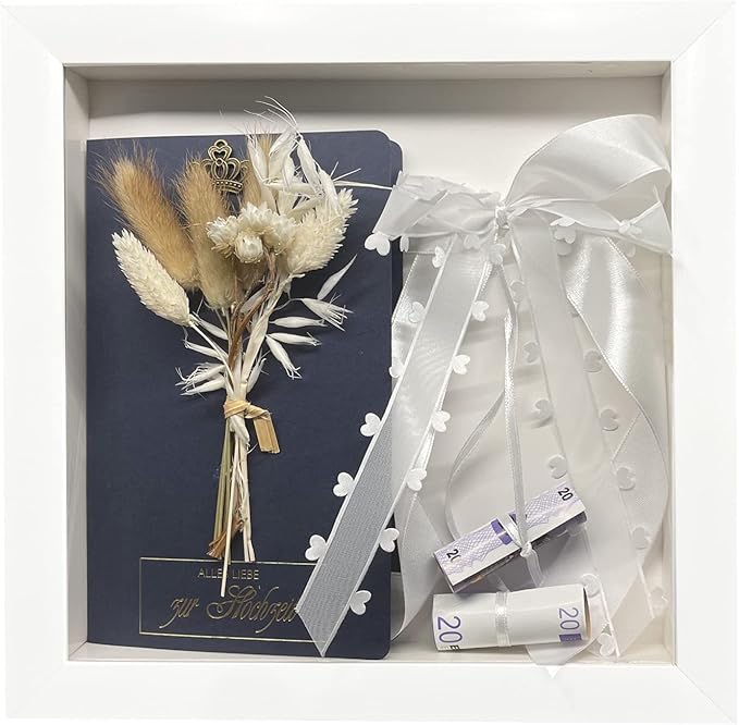 Hochzeitsgeschenk Box Für Brautpaar - Geldgeschenk Verpackung Mit Karte & Trockenblumen
