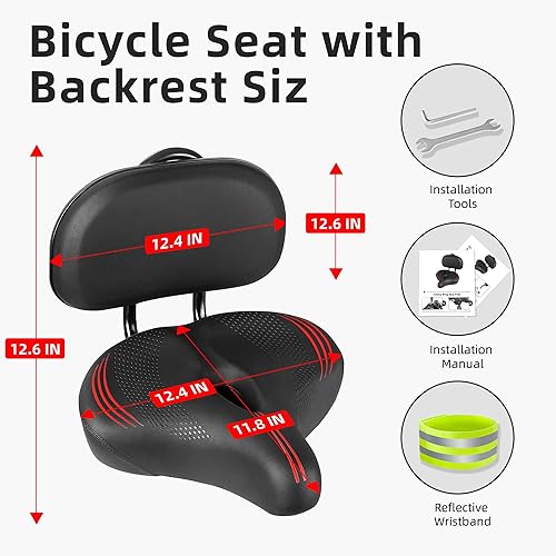 Vista 33 de Asiento de bicicleta de gran tamaño para bicicleta Peloton y bicicleta +, cómodo cojín de asiento compatible con bicicletas de Peloton, carretera