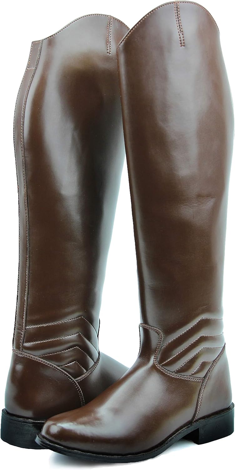 Hispar Mens Man Elegant Dress Dressage Boots with Zipper Riding English Equestrian Brown : Clothing, Shoes & Jewelry