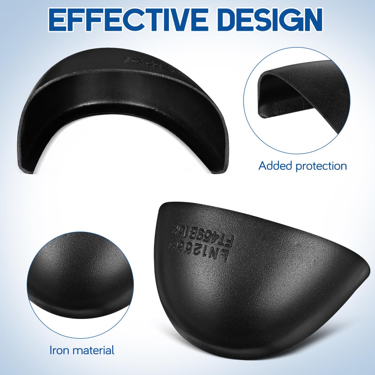 VILLCASE 2 Pairs Anti-Smash Safety Toe Caps for Work Boots Iron Toe Covers Inserts for Men Women Removable Shoe Protectors for Construction and Industrial Use - 3