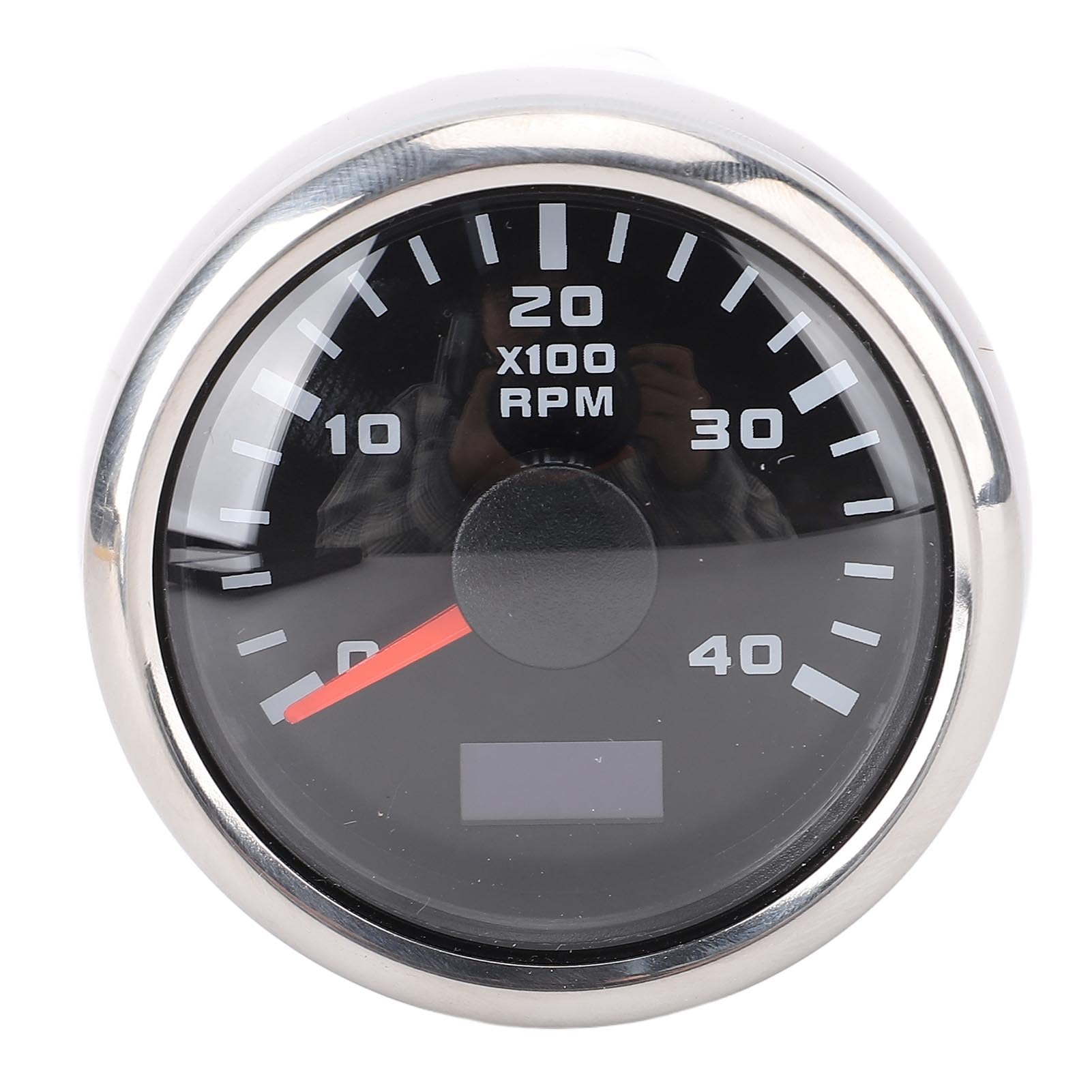 Pain du Tachymètre de 52 Mm Motor 4000rpm avec Compteur D'heure 7 Couleur Rétro-éclairage pour le Tracteur de Camion RV Boat DC 9 à 32V (Couvercle en argent noire CX6225)