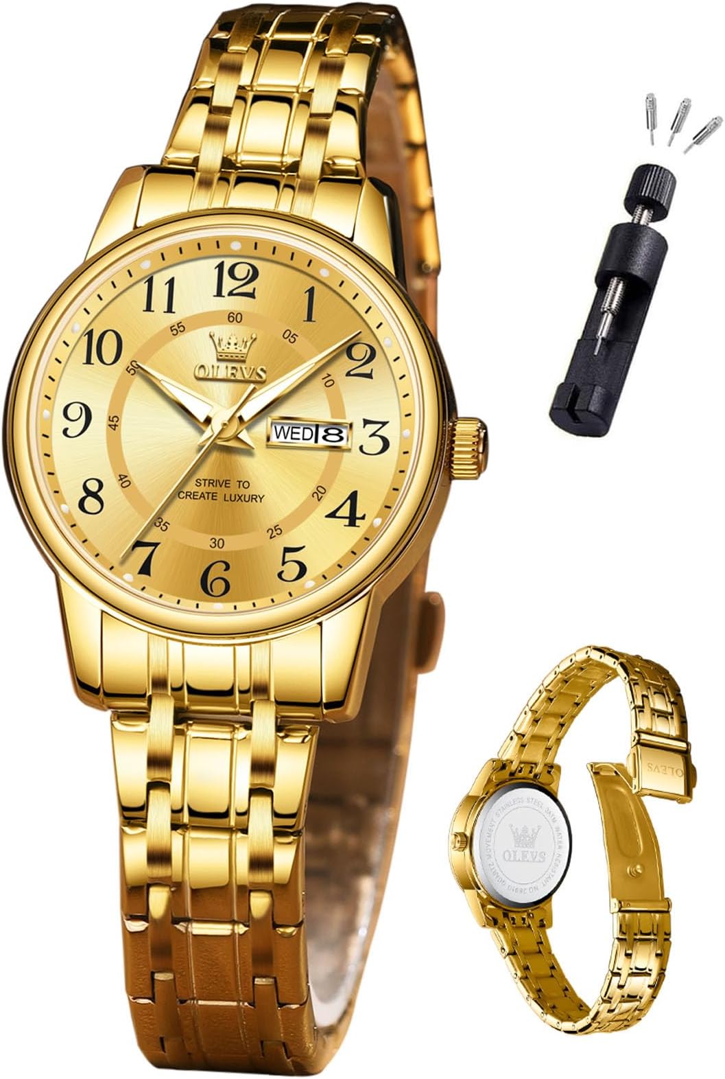 OLEVS Watch for Women Luxury Fashion Diamond Classic Arabic Dial Wrist Women's Watches with Date Waterproof Stainless Steel Quartz Ladies Watch
