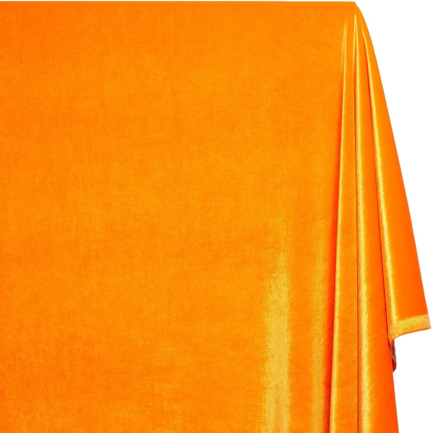 Stretch Velvet Fabric 60 Inch Polyester Spandex By The Yard for Sewing Apparel & Upholstery - Rust (5 Yards)