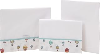 Petit Lazzari Balloons - Juego de 3 sábanas para capazo, cuco o moisés, 35x75 cm, color verde agua