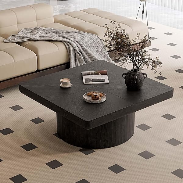 Mid-Century Black Parquet Coffee Table