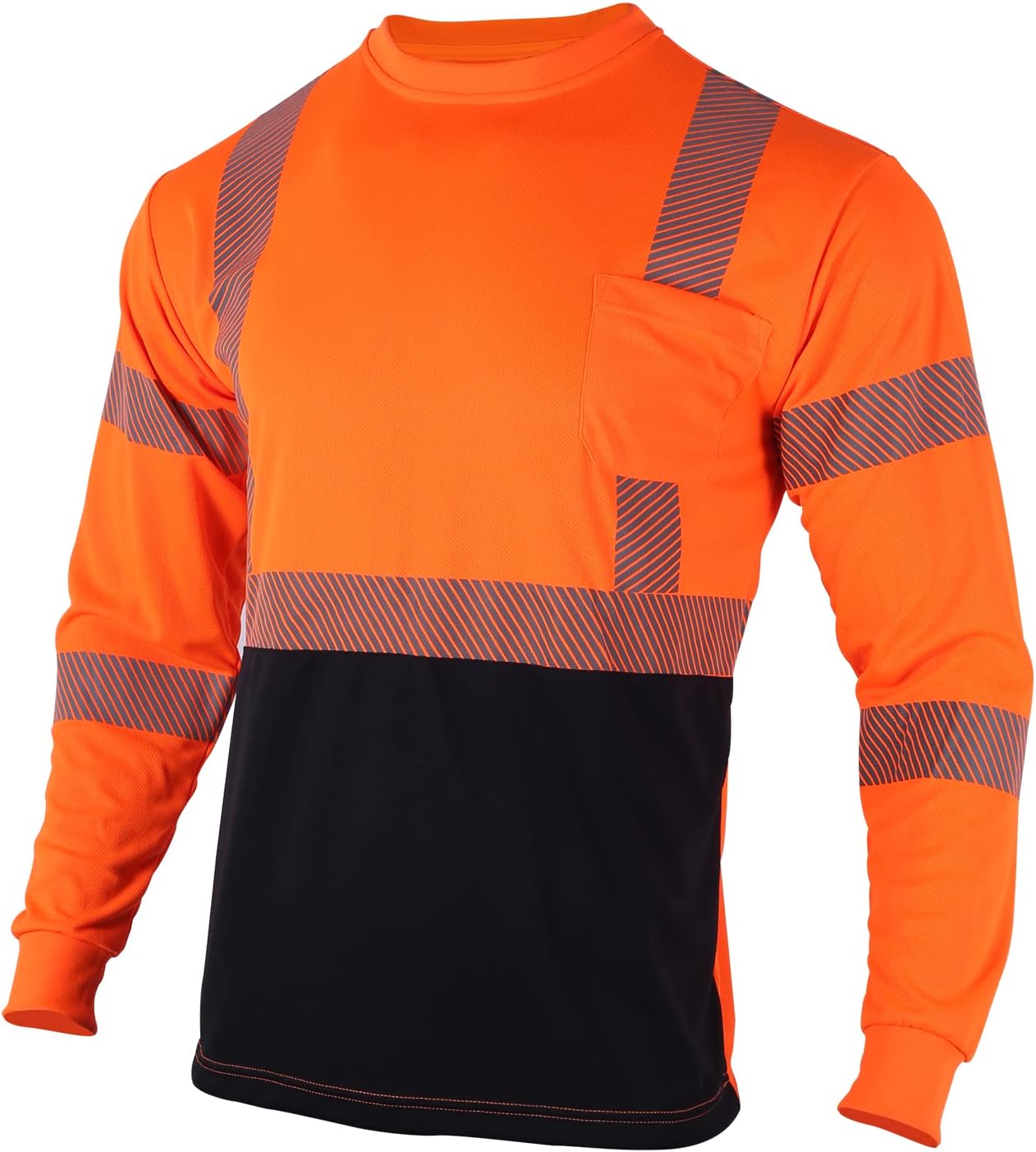 FONIRRA Safety Reflective High Visibility T Shirts for Men with Long Sleeve Construction Work Shirts ANSI Class 3(Orange,M) - Image 2