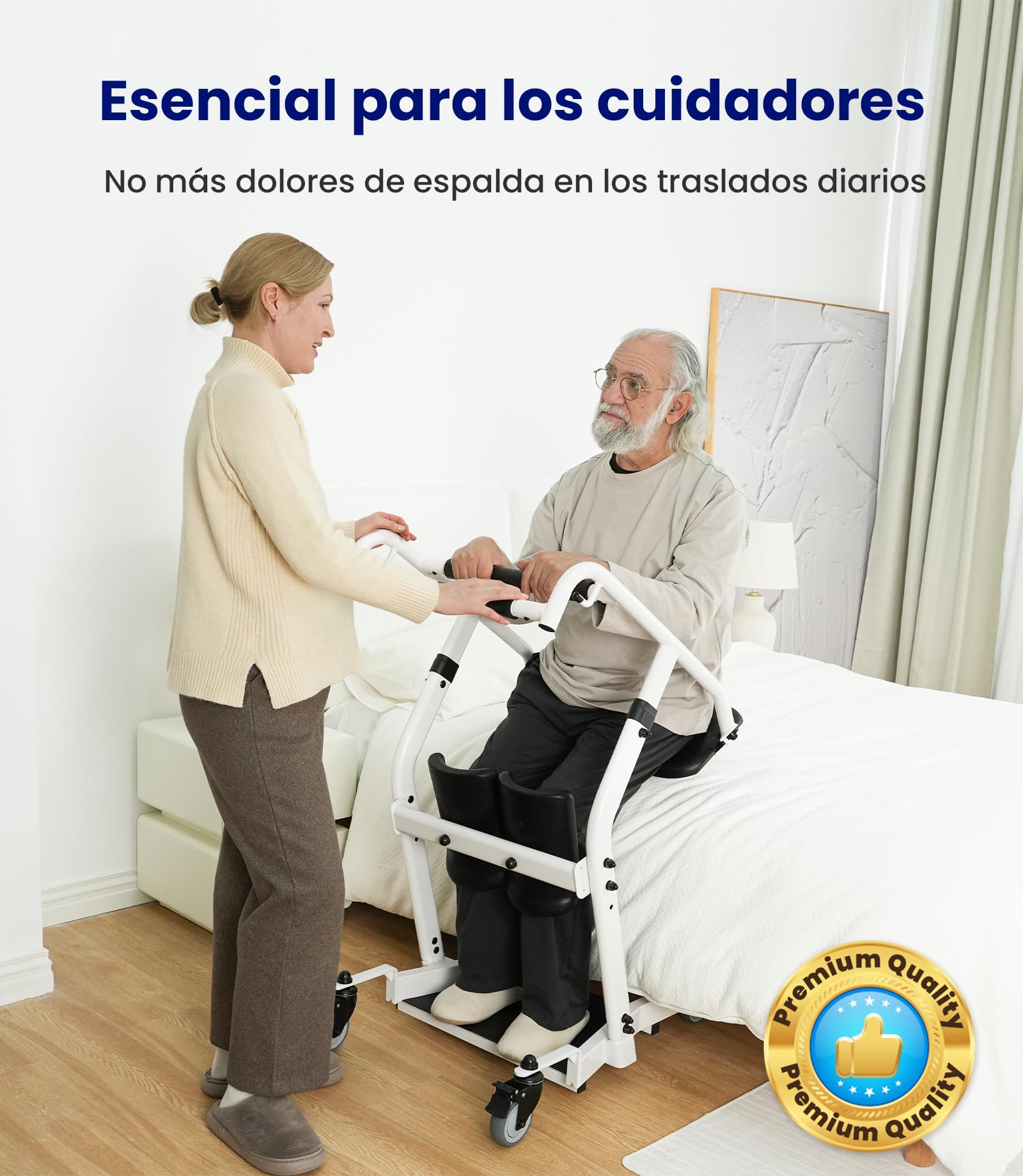 VOCIC AY03 Grúa de bipedestación, transferencia sentado-de pie 180 kg | Mayores en casa, ayuda transferencia cama silla WC, elevador móvil para cuidados diarios, capacidad 180KG
