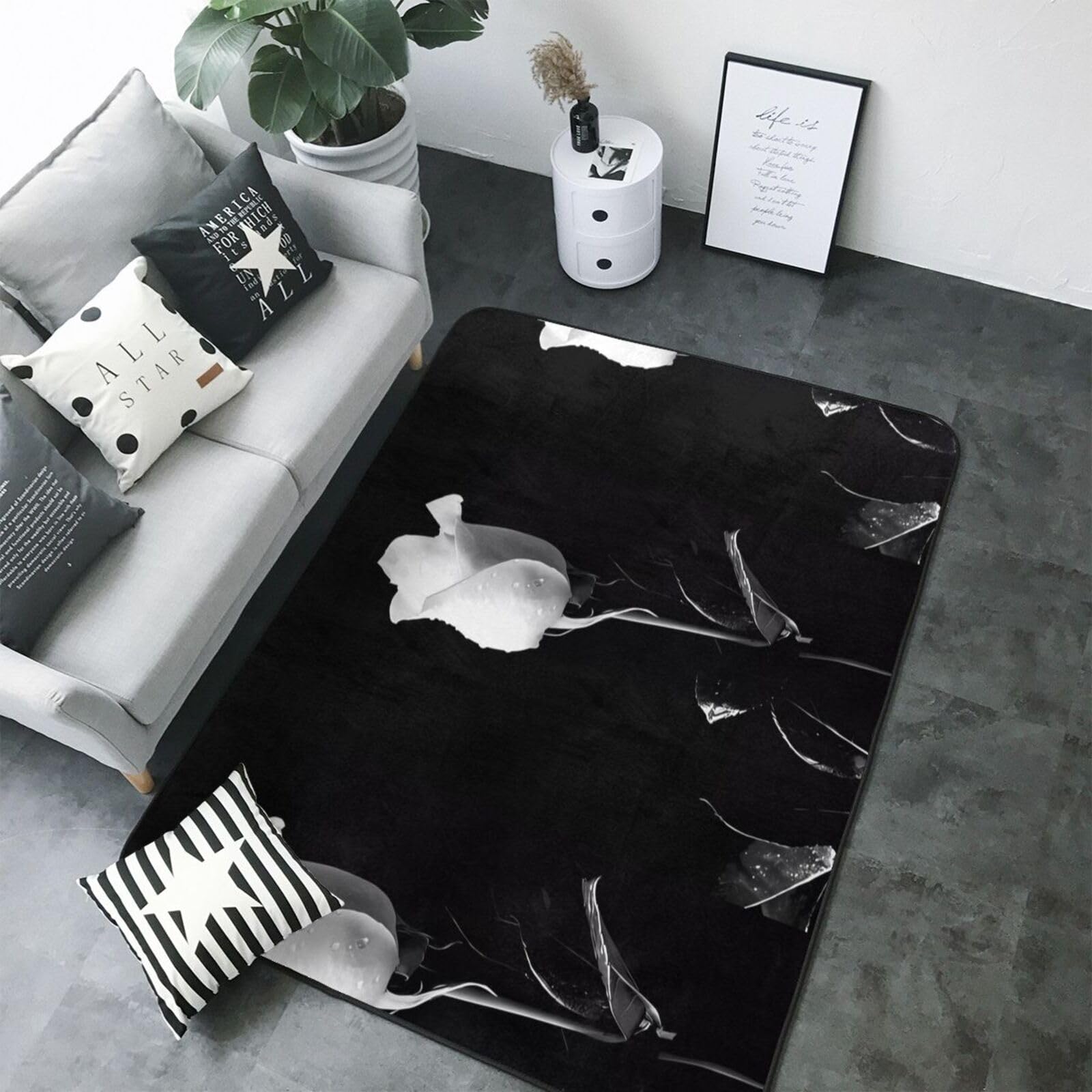 Tapis de sol antidérapant en peluche monochrome imprimé rose 203,2 x 147,3 cm – Confort bien conçu pour votre oasis d'intérieur