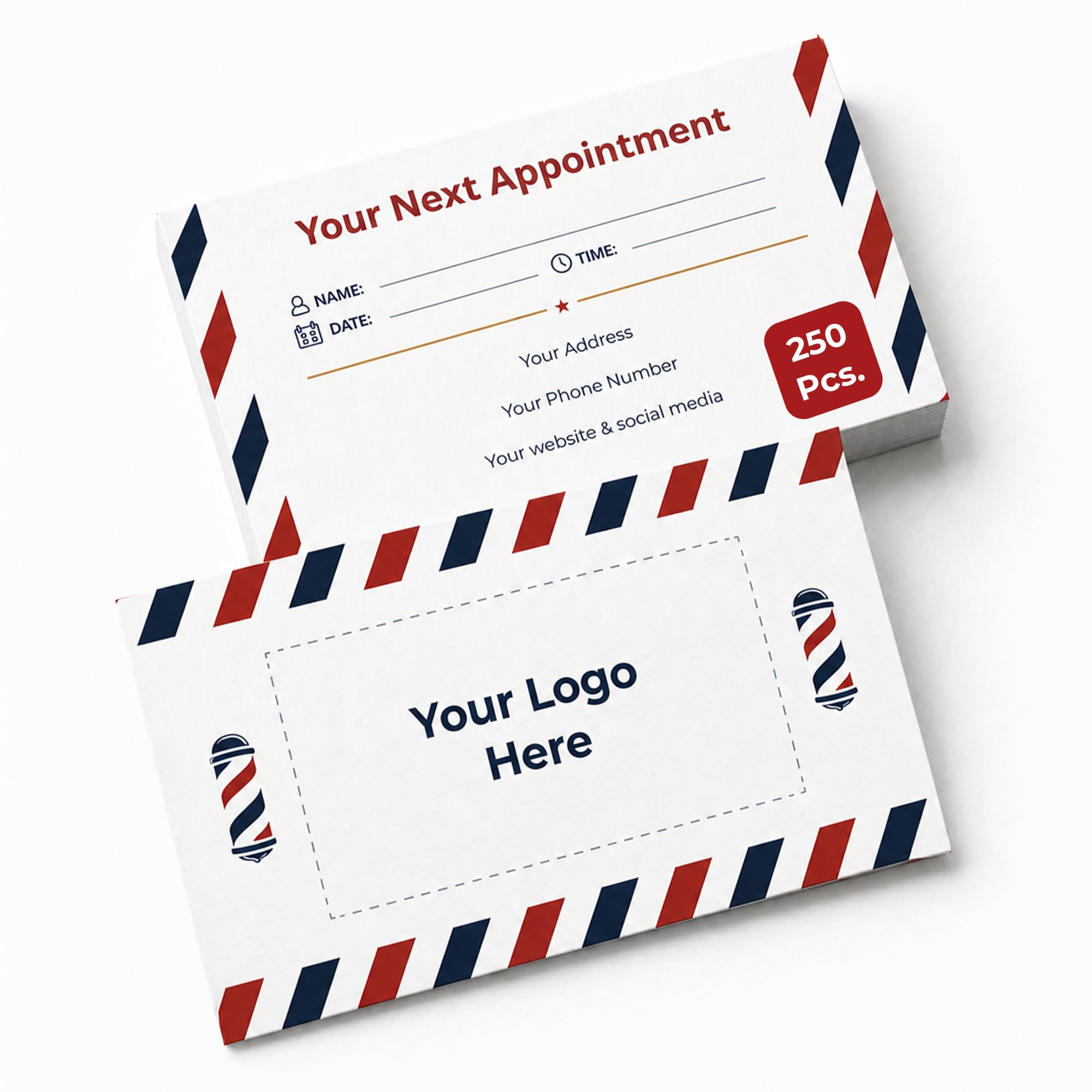 Personalised Appointment Cards for Barbershops, Add Logo, Design or Text, 250 Pack, 324 GSM, 85 x 55 mm, Double-Sided Printing, Appointment Reminder Cards for Local Businesses and Shops