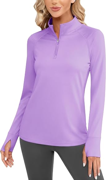 Cavva Women's Quarter Zip Pullover Fleece Long Sleeve Athletic Sweatshirt
