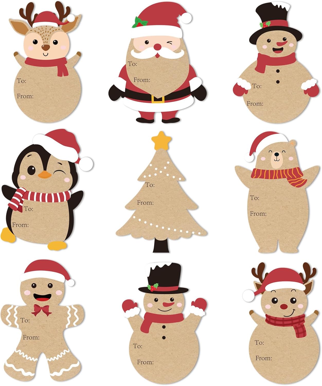 Christmas Gift Tags Stickers, 96Pcs Christmas Gift Labels Stickers, Self-Adhesive Christmas Name Tags for Xmas Gifts Wrap Presents Boxes Decoration, 2 x 3 Inch (Mixed Elements)