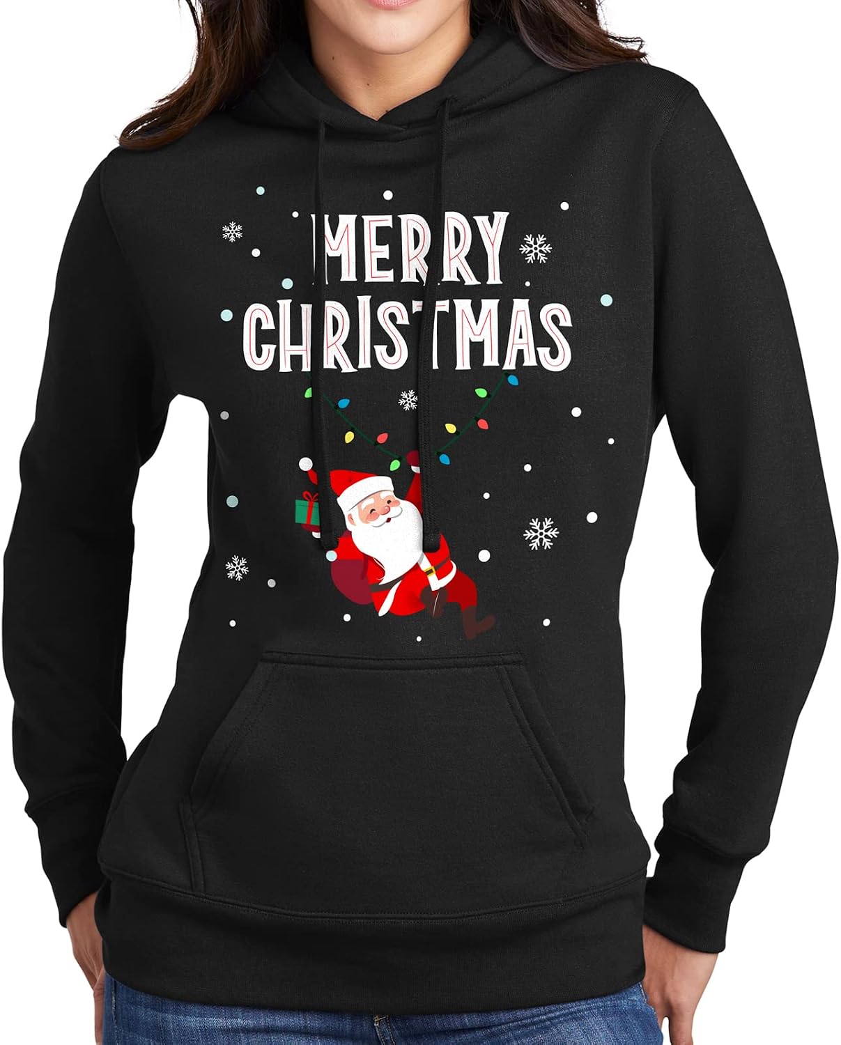 GotPrint Hanging Santa, Unisex Christmas Sweaters for Women, Men, Funny Gifts Christmas Hoodies, Cozy Warm Holiday Sweater